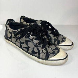Coach Barrett Signature Sneakers, Black, Size 8.5